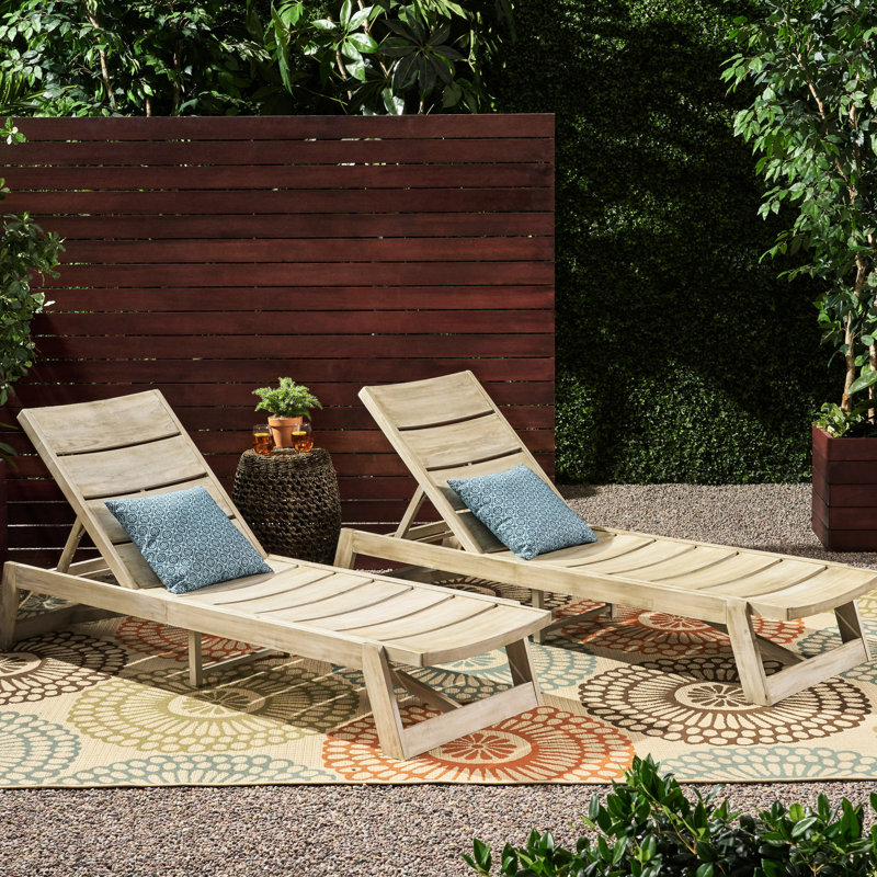 Chaise longue en bois gris avec décor réglable et en métal (2 2 gris, moulé de, Gris