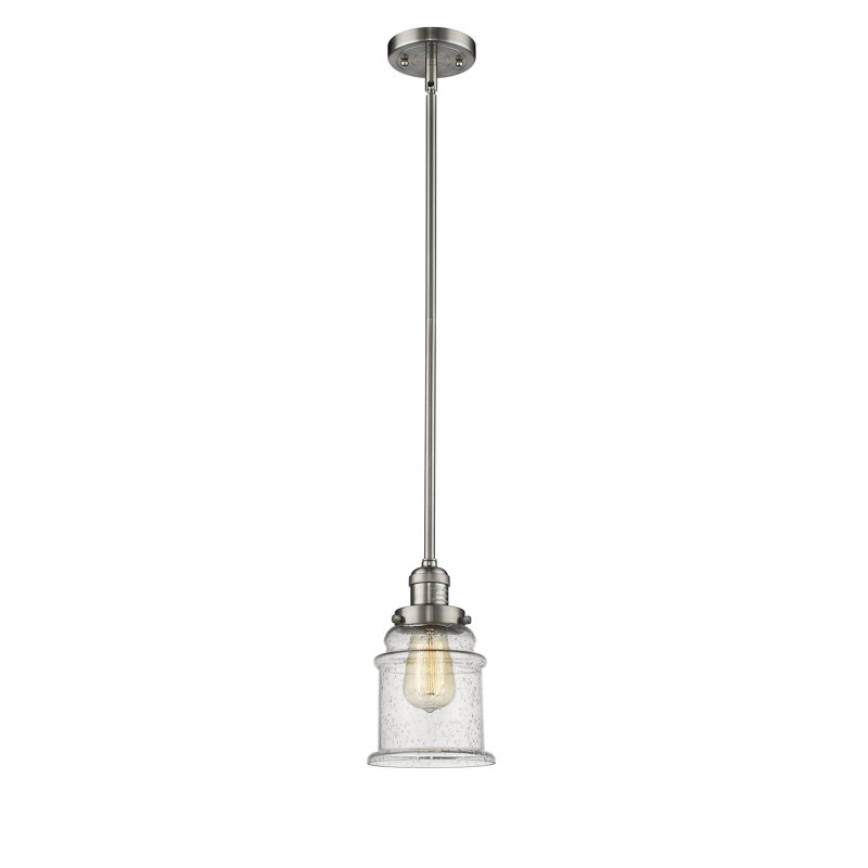 Galaviz 1 - Light Single Pendant, Brushed Satin Nickel, Seedy, 6 Watt Vinage LED Bulb