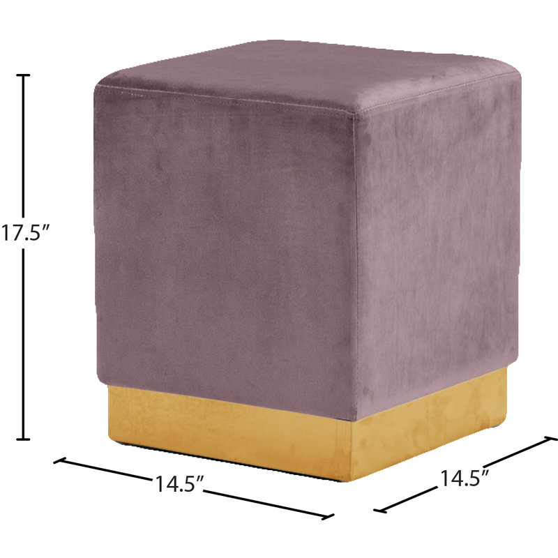 Annora Velvet Ottoman, Gold, Pink Velvet