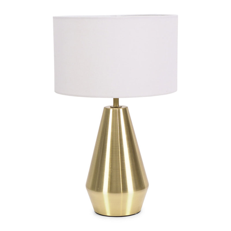 Metal Table Lamp, White, Gold, Yes