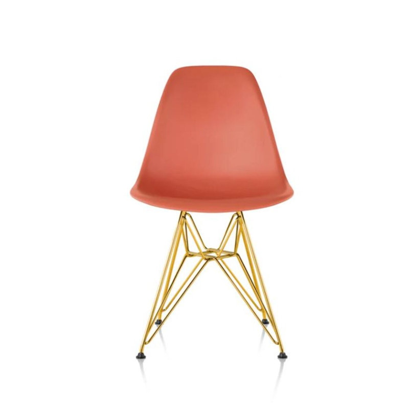 Chaise en plastique Luna, Orange doux, Doré