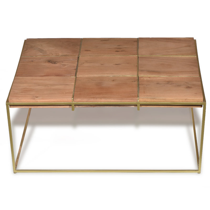 Table basse Rico, H 16 po x L 37 po x p 37 po, Naturel, Laiton