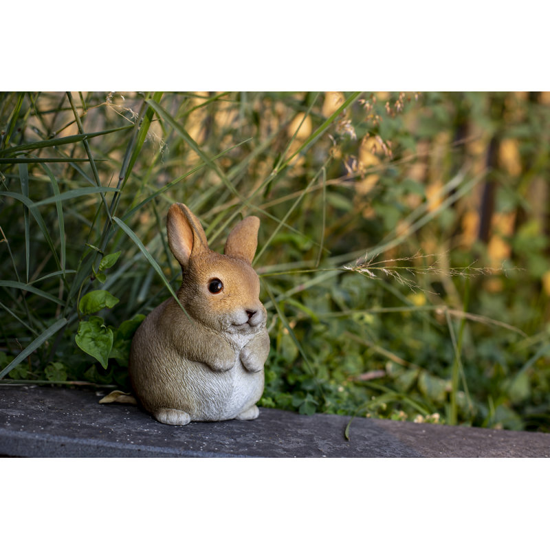 Chubby Brown Polyresin Rabbit Garden Statue