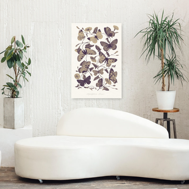 Papillon rétro botanique classique délicat papillon papillon, 36" H x 24" W