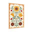 Motif floral de plantes et de fleurs avec des couleurs vives et une bordure ornée-962511733
