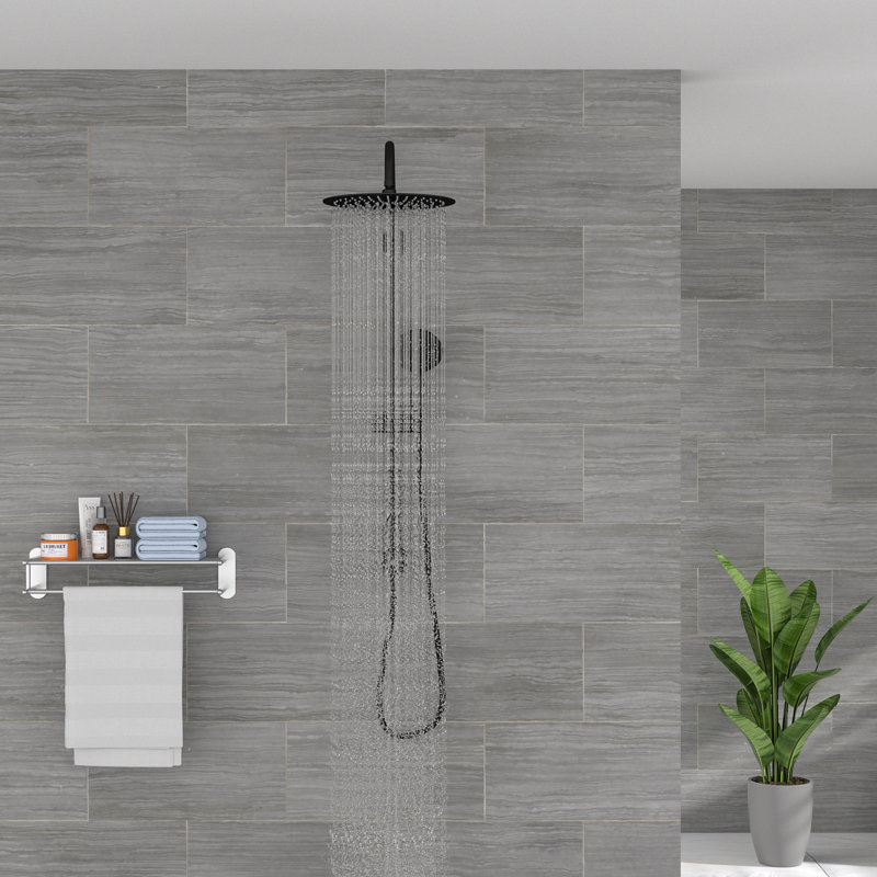 Multi Function Adjustable Rain Dual Shower Head, Black