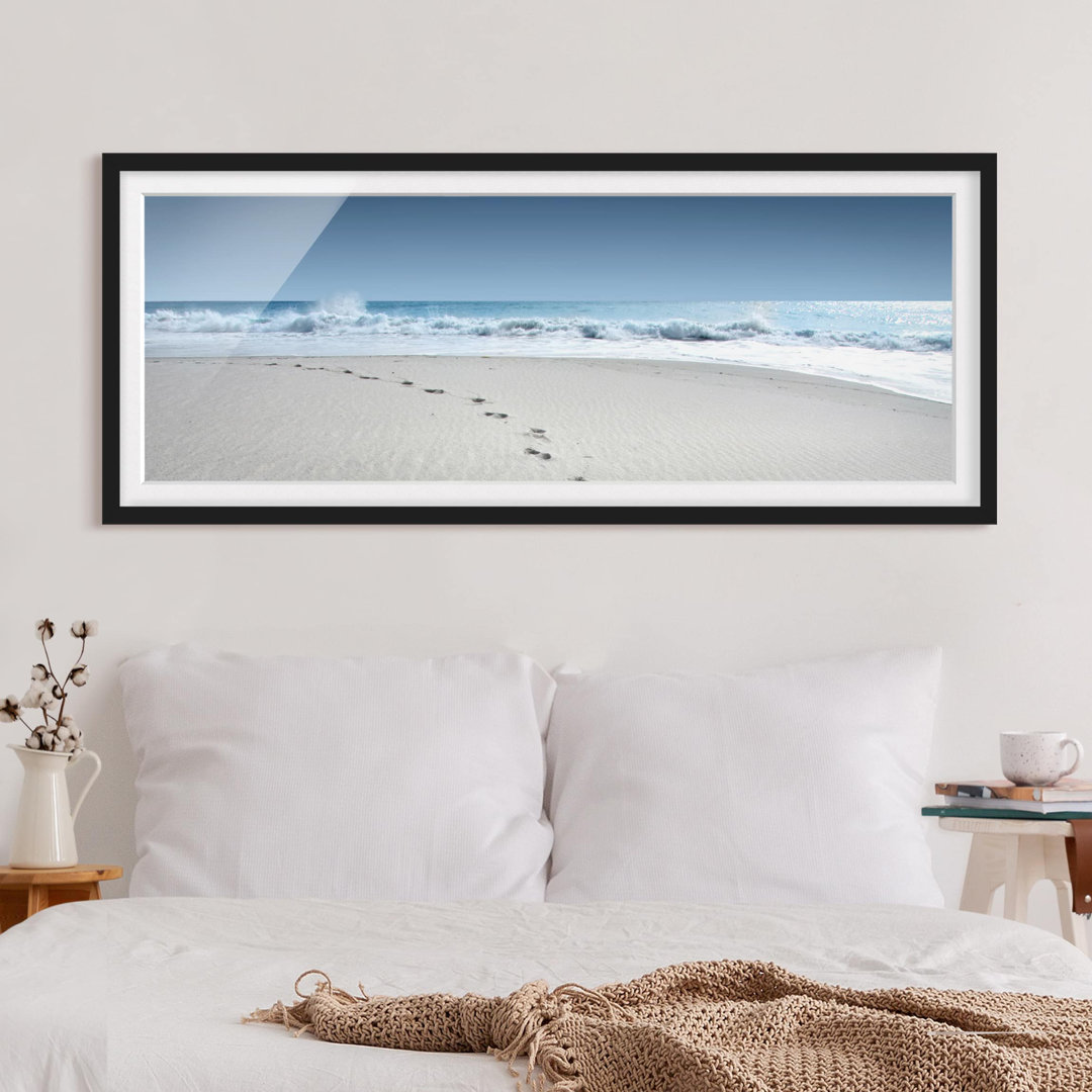 Bild mit Rahmen - Spuren im Sand - Panorama-Landschaft - B