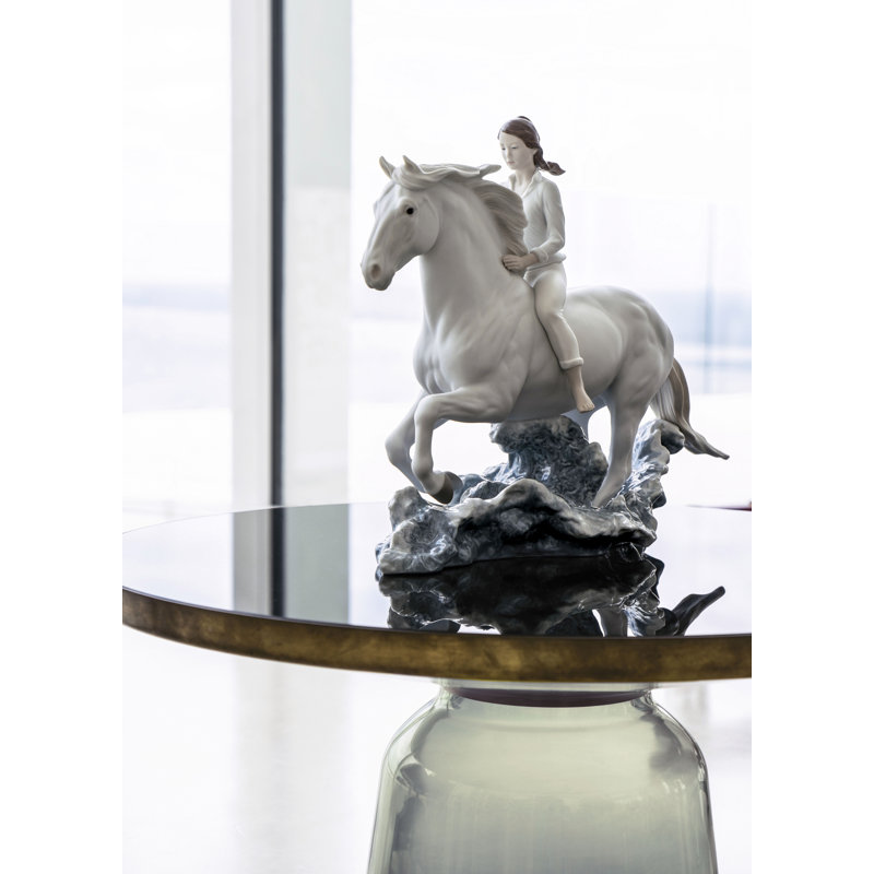 Riding Her Horse on the Seashore Horse and Woman Figurine