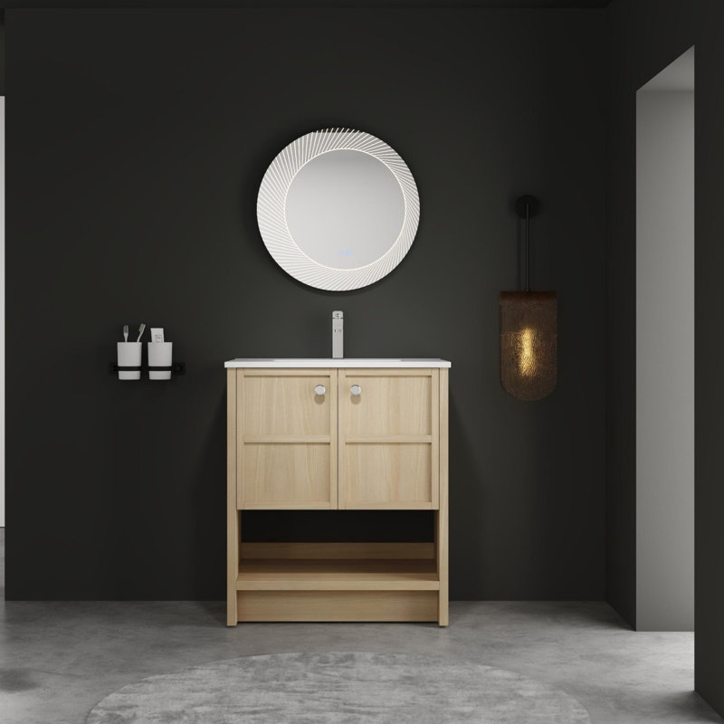 Meuble-lavabo autoportant avec porte à fermeture douce, 30"