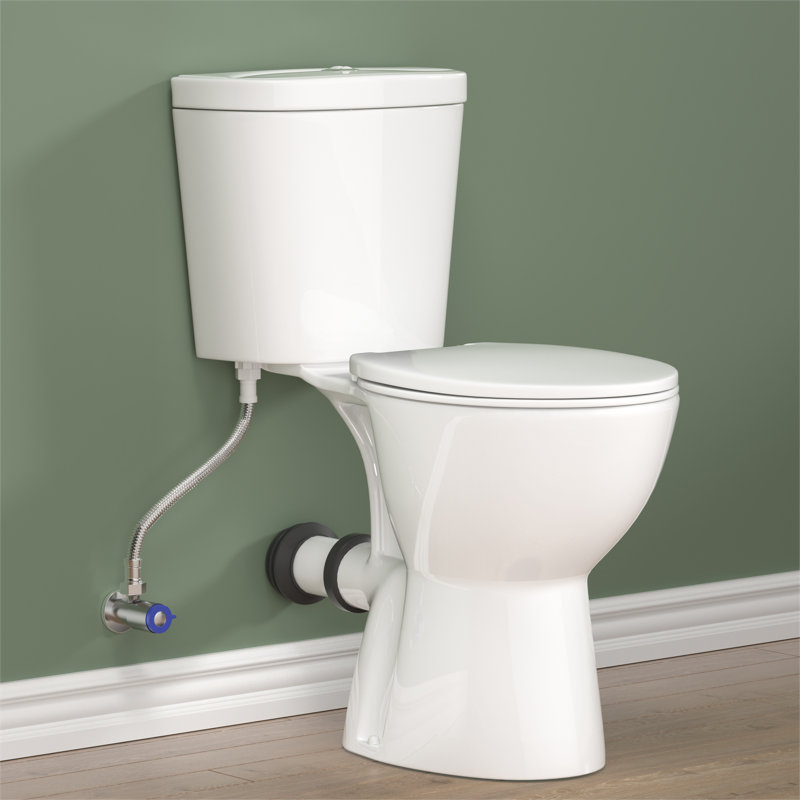 19" Rear Outlet Tall Toilet With Dual Flush 0.8/1.28GPF, Two-piece Toilet For Seniors, Pregnant Women, Disabled