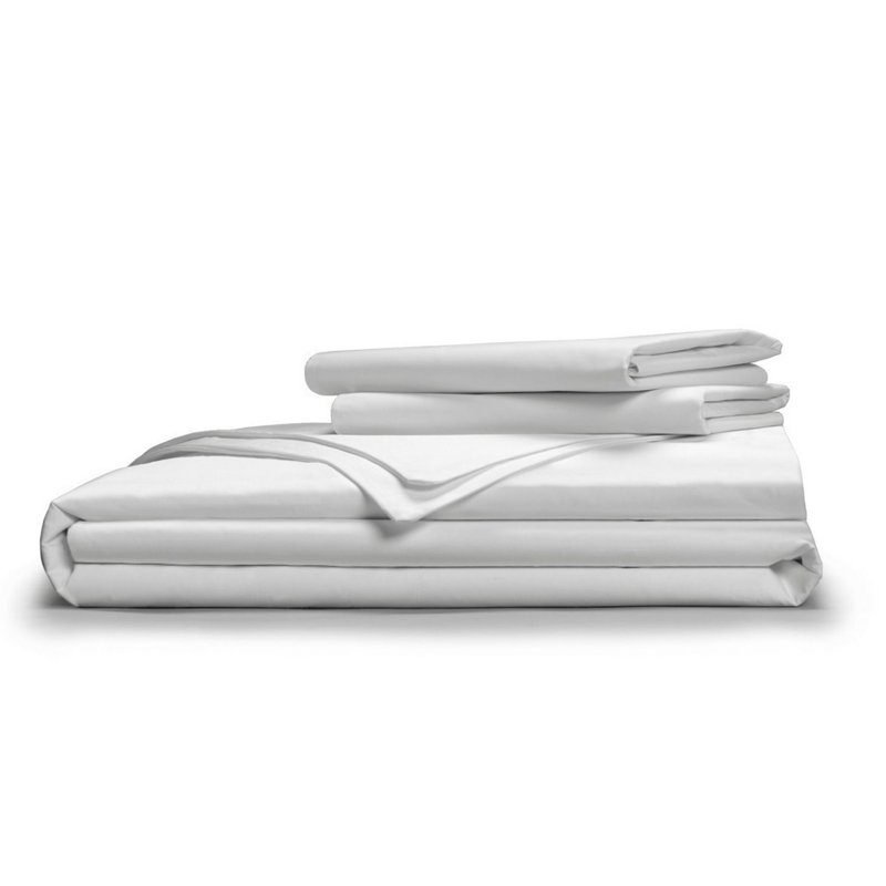 Modern & Contemporary Cotton Percale Duvet Cover, Queen Duvet Cover + 2 Standard Shams, White