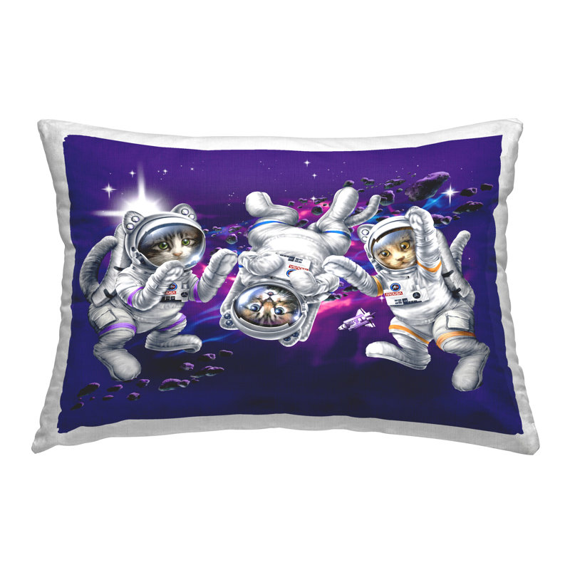Kittens in Outer Space Decorative Printed Throw Pillow by Jim Baldwin