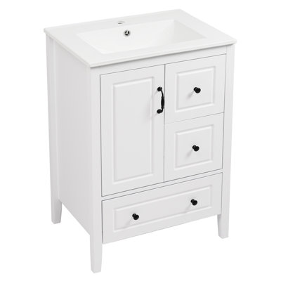 24" Modern Bathroom Vanity With Ceramic Sink