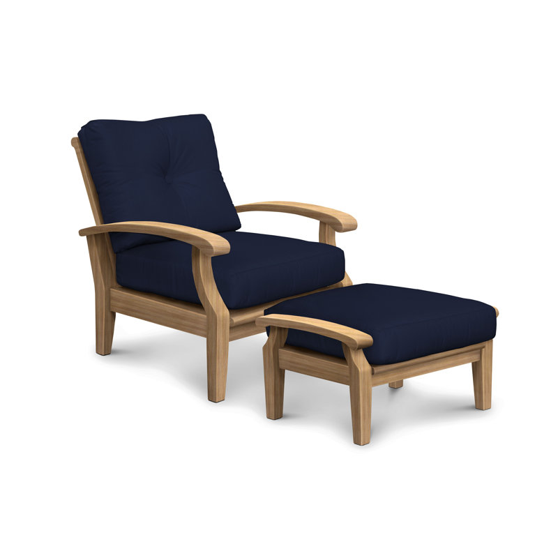 Cayman Kimonie Deep Seating Outdoor Patio Chair with Ottoman, Navy Sunbrella®, No