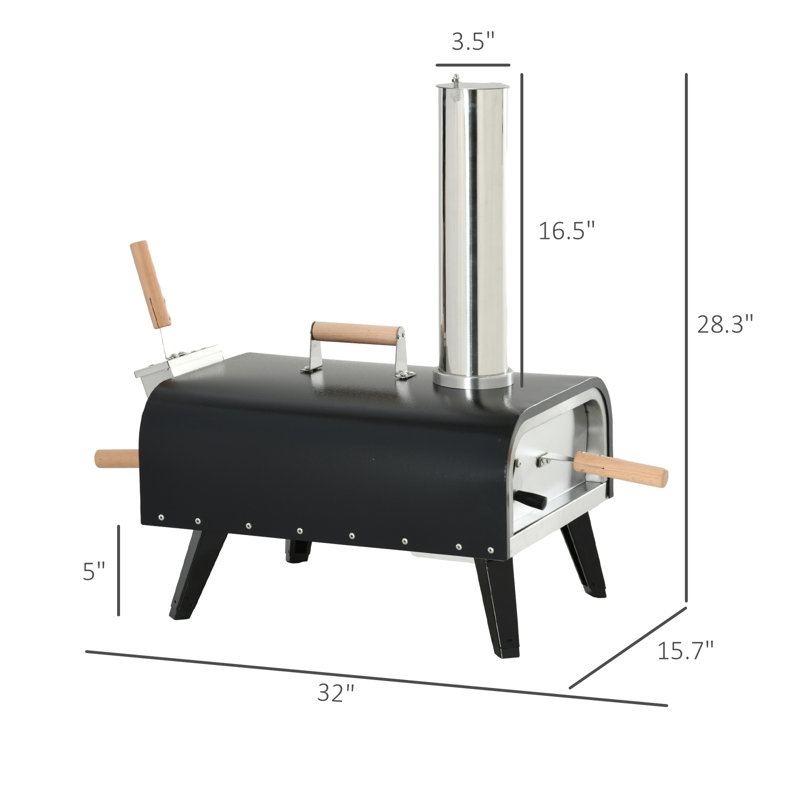 Four à pizza pliable avec pieds en pierre de 12 po, pour la cuisine d'extérieur et de jardin - Acier inoxydable, pique-nique