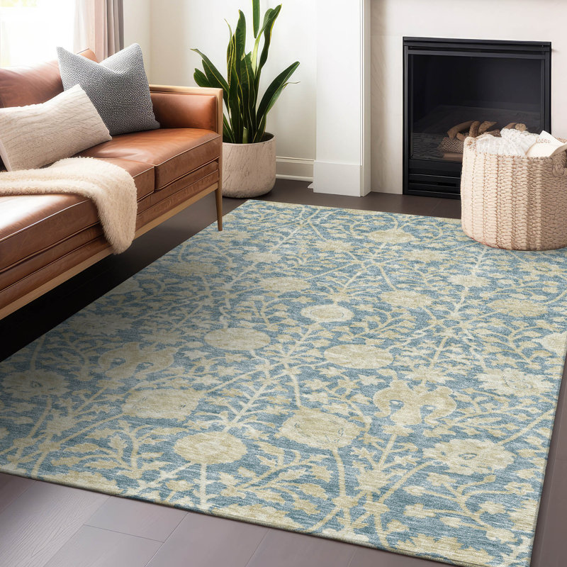 Tapis intérieur / extérieur lavable à la machine Chayden ACN1086 Sky, Rectangle 9 pi x 12 pi