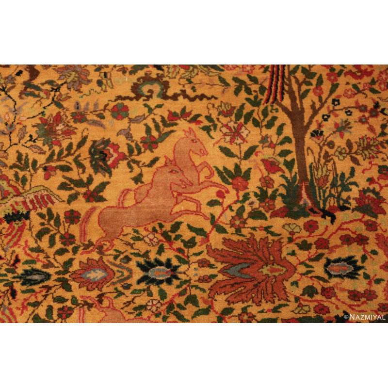 Grand tapis Agra indien à motif animalier
