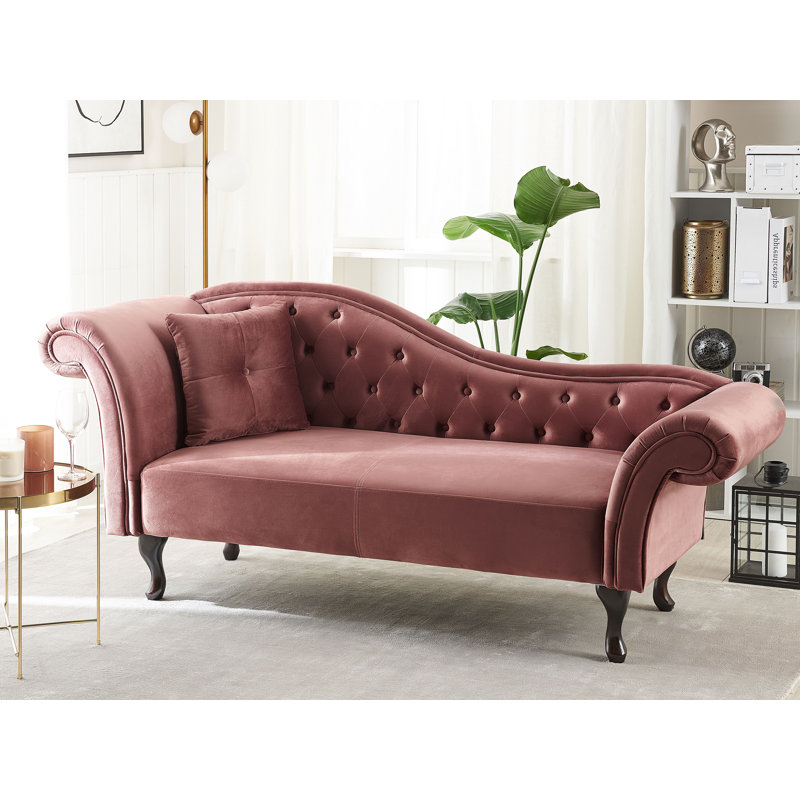 Whitlock Velvet Chaise Lounge, Pink, Left-Arm Chaise
