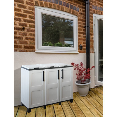 Acres Litter Cabinet, Cabinet Door 3 3-Door Bags, 100% Made In Italy, 102X37H90 Cm, Light Gray Color