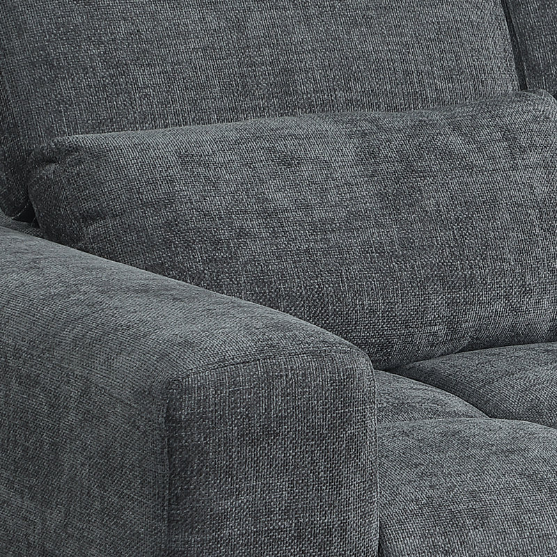 Ensemble de canapé et causeuse 2 pièces Buchheit en tissu chenille, Gris foncé