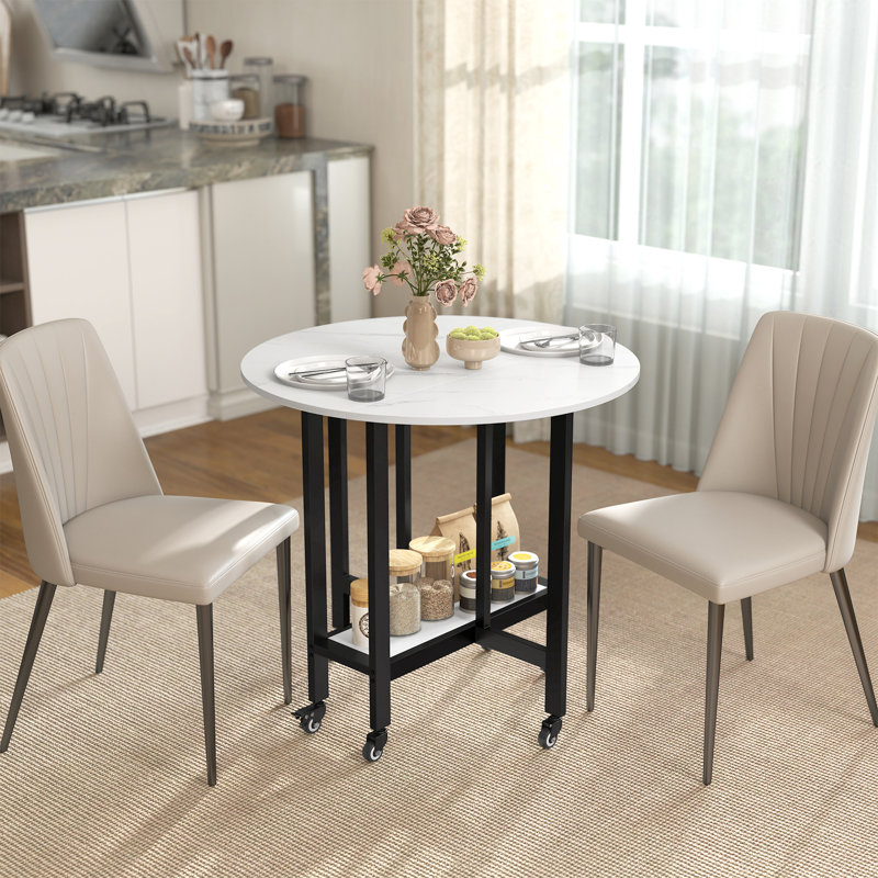 Round Metal Base Dining Table, 75cm H x 80cm x 80cm D