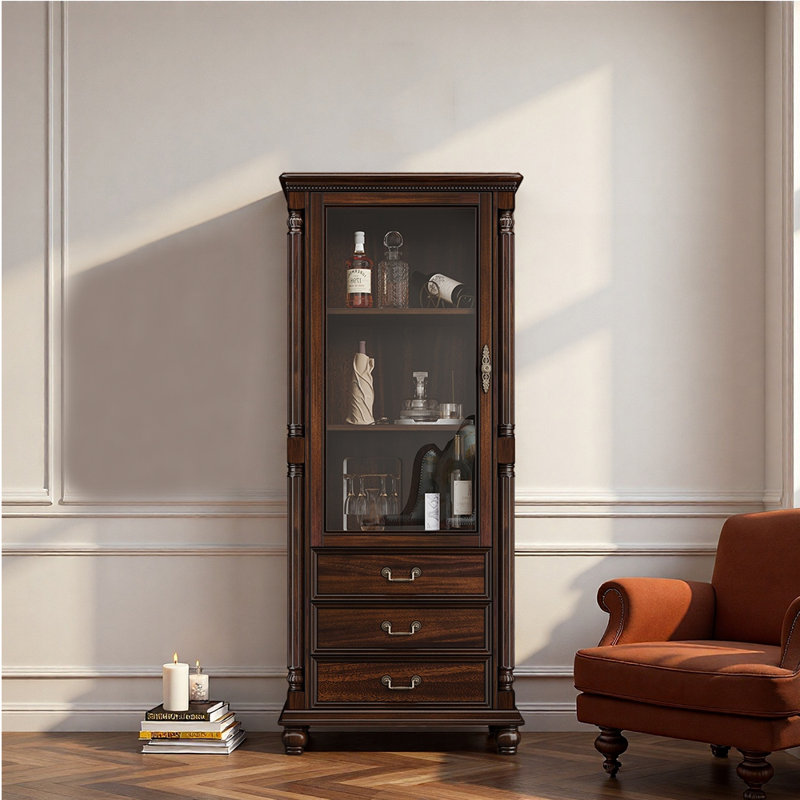 Bibliothèque de luxe américaine entièrement fermée, (3 tablettes) H 76,77 po x l 32,28 po x P 16,34 po
