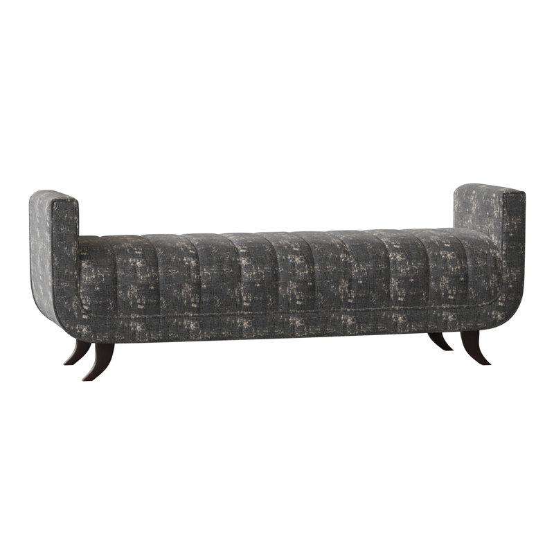 Salon Upholstered Bench, American Walnut, Venice Navy