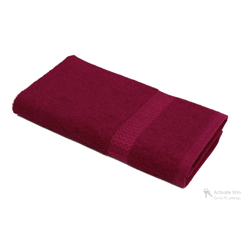ISC Collection Ring Spun Dobby Border 100% Cotton Hand Towel Set By Rifz, Burgundy