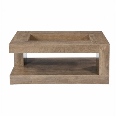 47.2-Inch Rectangle Coffee Table with Storage for Living Room, Wooden Farmhouse Low Center Tea Table with Open Shelf