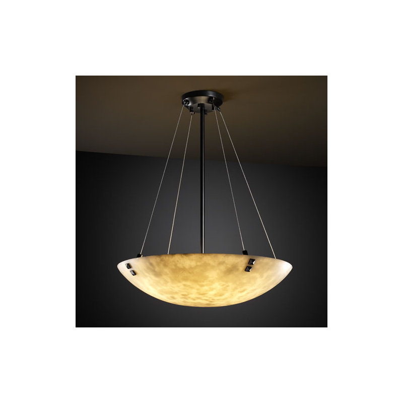 Luminaire suspendu inversé 3 lumières clouds, Cercles concentriques, Noir mat, Bol rond