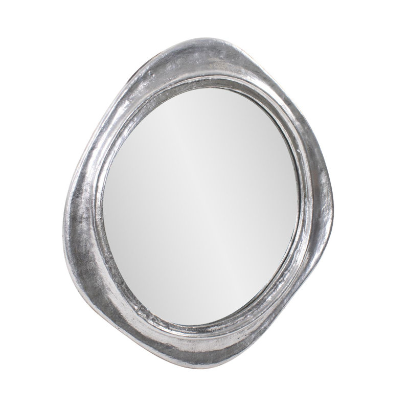 Martine Abstract Cast Iron Mirror in Silver