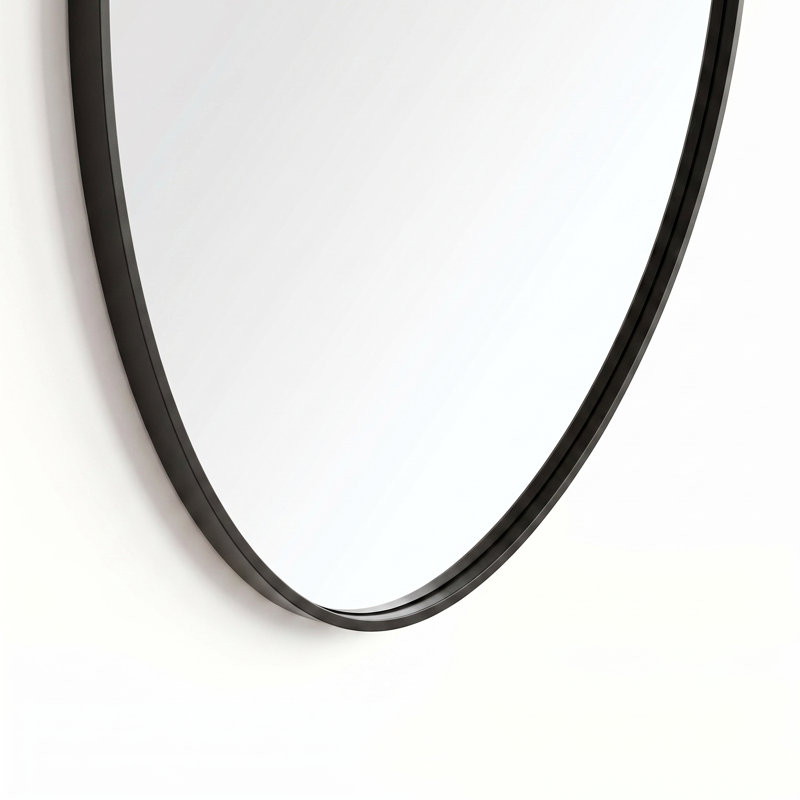 Miroir mural moderne en aluminium avec cadre asymétrique pour meuble-lavabo, 38 po x 20 po, Matte Black