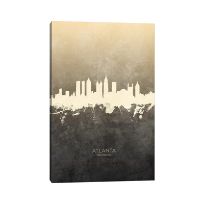 Atlanta Georgia Skyline Taupe by Michael Tompsett - Wrapped Canvas Print