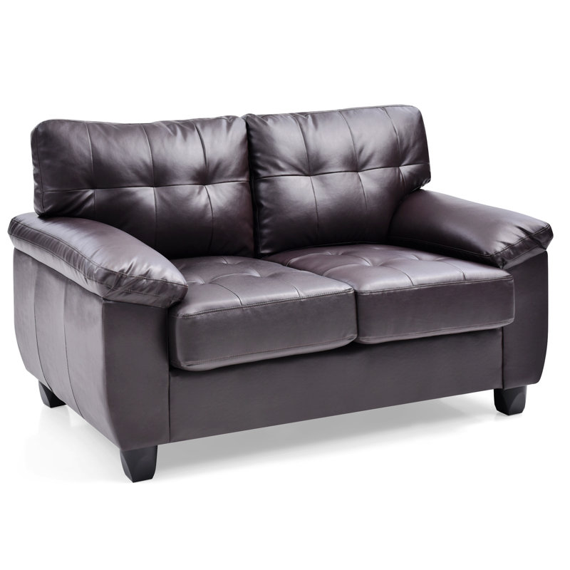 Waville 57'' Loveseat,Tufted Sofa,Faux Leather Couch, Beige Leather