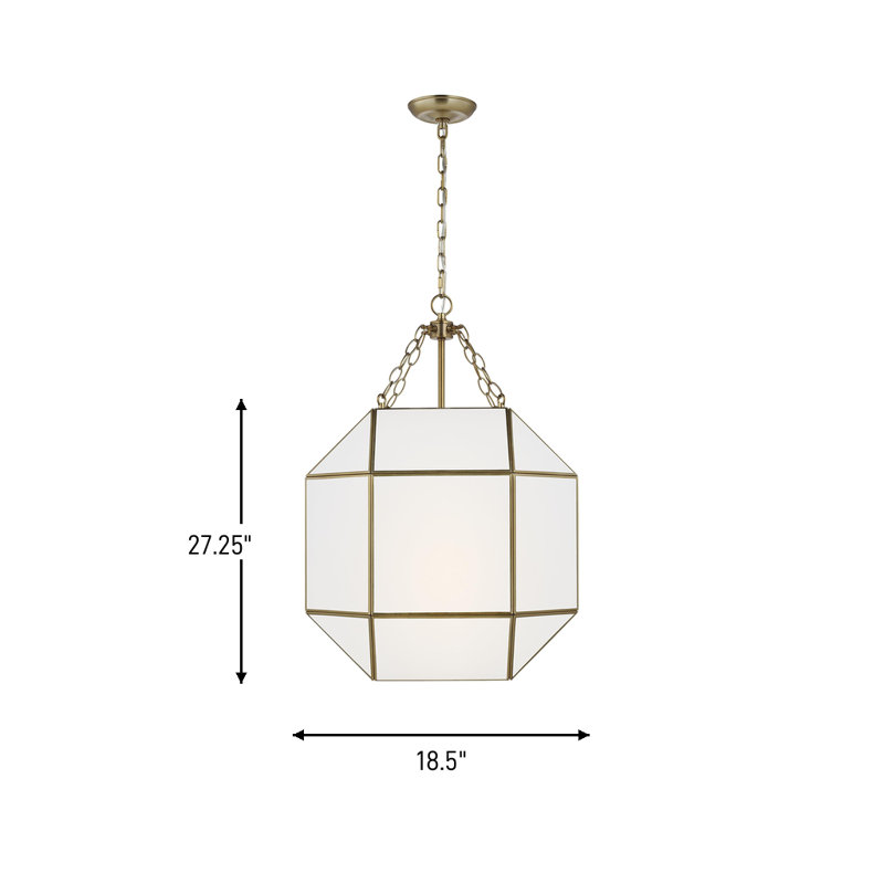 Morrison 3 - Light Pendant, 27.25" H x 18.5" W x 18.5" D, White, Satin Brass