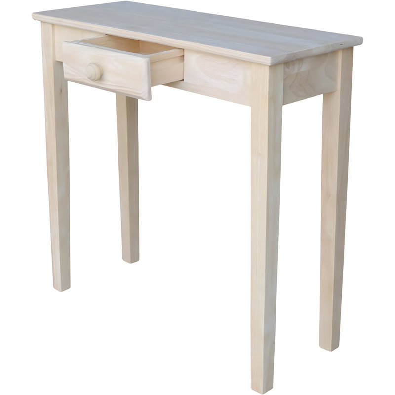 Solid  Rectangular Hall Table With Drawer, Unfinished Diy Furniture For Custom Painting Or Staining, Sturdy And Durable Design