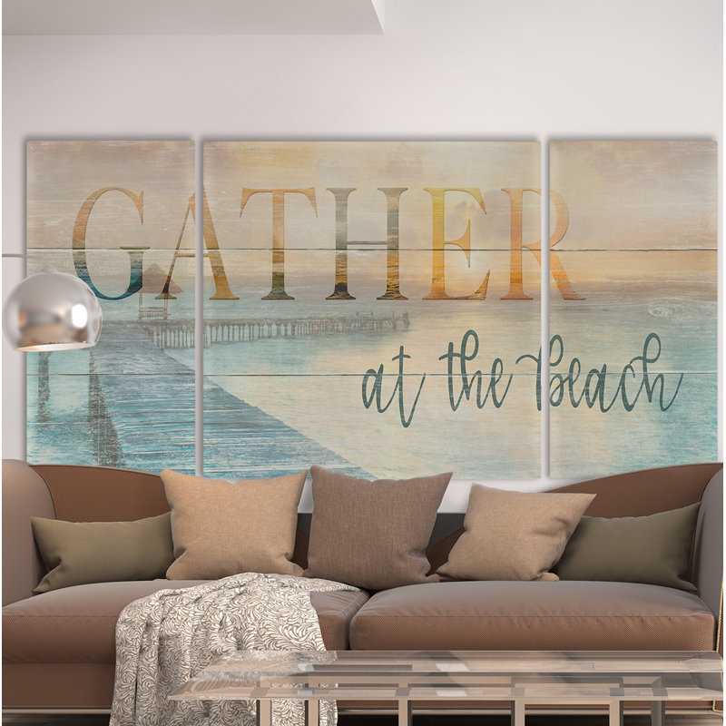 A Premium «Gather at the Beach», impression multi-pièces sur toile, H 32 po x l 64 po x P 1,5 po