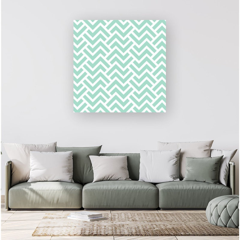 Green Geometric Pattern 1 Piece Wrapped Canvas Wall Art