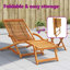 Chaise longue pliante avec repose-pieds extensible, bois d'acacia massif 27,6 po x 59,1 po x 27,2 po brun