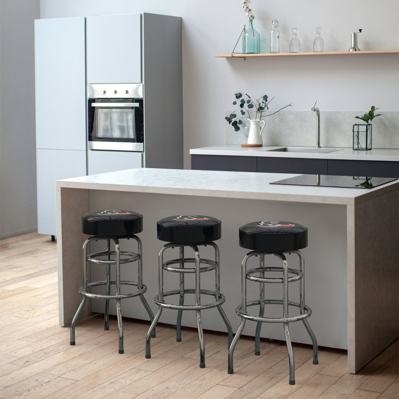Commercial Grade Chrome Swivel Bar Stool with Vibrant Team Colors  , Houston Texans