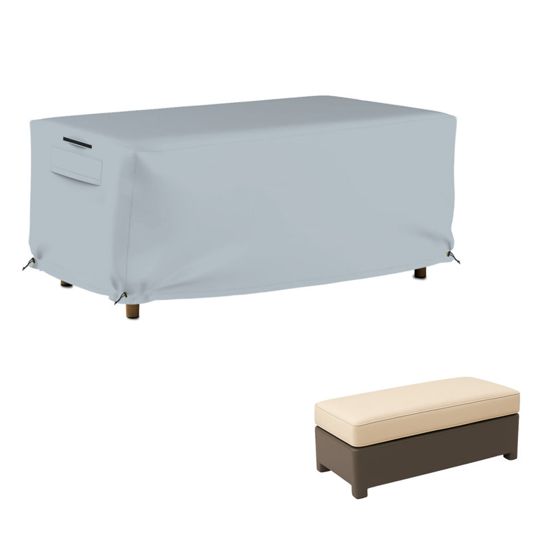 High-Density Waterproof Patio Deck Box Cover For Outdoor Rectangle Ottoman With Storage, Gray