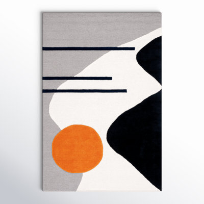 Felipe Gray Black Hand-Tufted Wool Abstract Rug