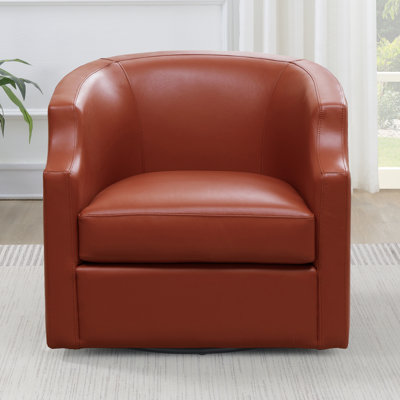 Fauteuil demi-tonneau pivotant en cuir Grain