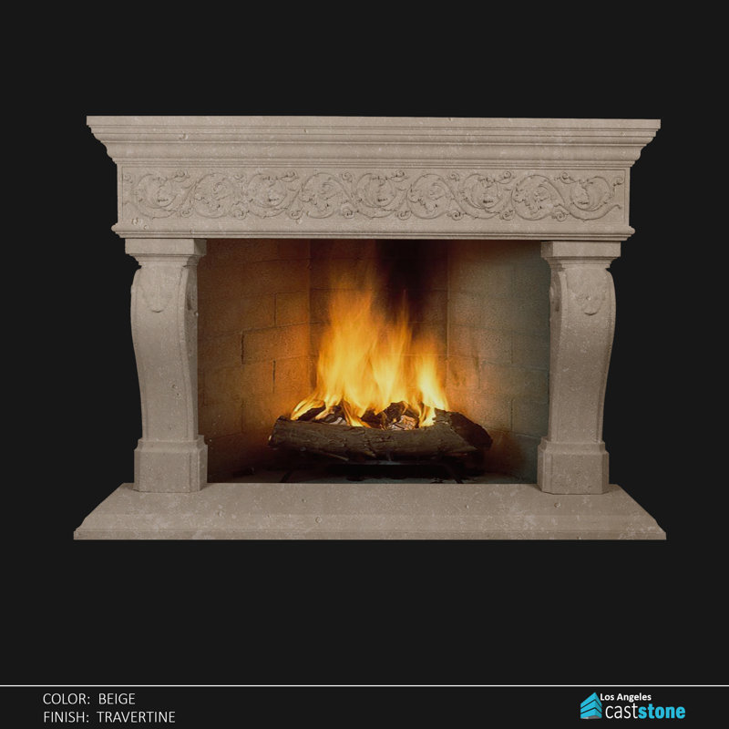 Elfros Fireplace Surround, Beige Travertine