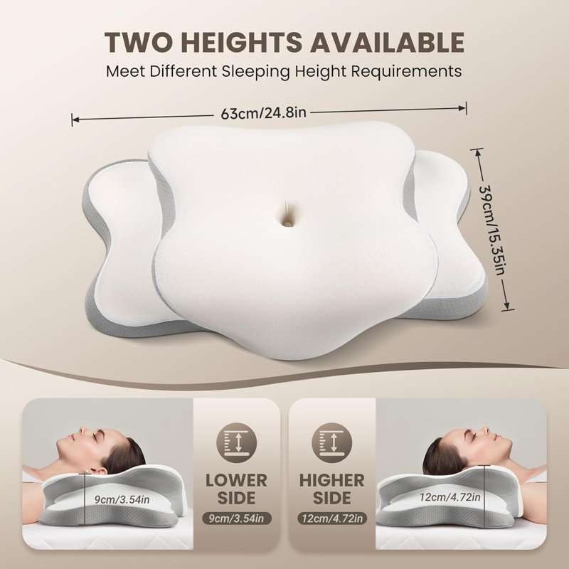 Oreiller ergonomique en mousse à mémoire de forme à 9 trous pour le soulagement de la douleur cervicale, oreiller papillon large pour les dormeurs latéraux et dorsaux, oreiller orthopédique respirant