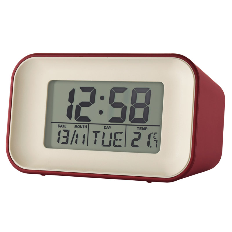 Acctim Retro Digital Alarm Clock Crescendo Alarm Date & Temperature Display, Spice Red