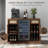 50.4" Rattan Boho Coffee Bar Cabinet with Mini Fridge Space, Wine Storage & Charger Station-248022355
