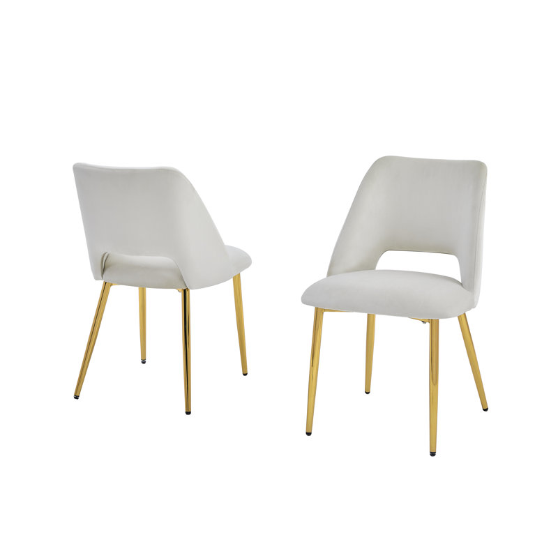 Ivylynn Upholstered Side Chairs with Gold Chrome, Cream Velvet