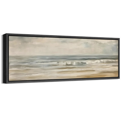 Greenish Tan Artwork, Abstract Coastal Beach Wall Pictures, Giclee Canvas Digital Print Extra Large Framed Wall Art