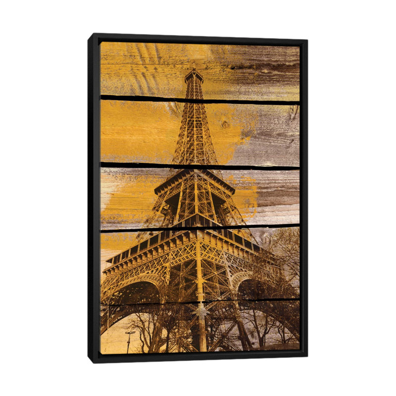 Vieille Tour Eiffel, reproduction de photo sur toile tendue, H 48 po x l 32 po x P 1,5 po, Toile encadrée noire, Pas de tapis